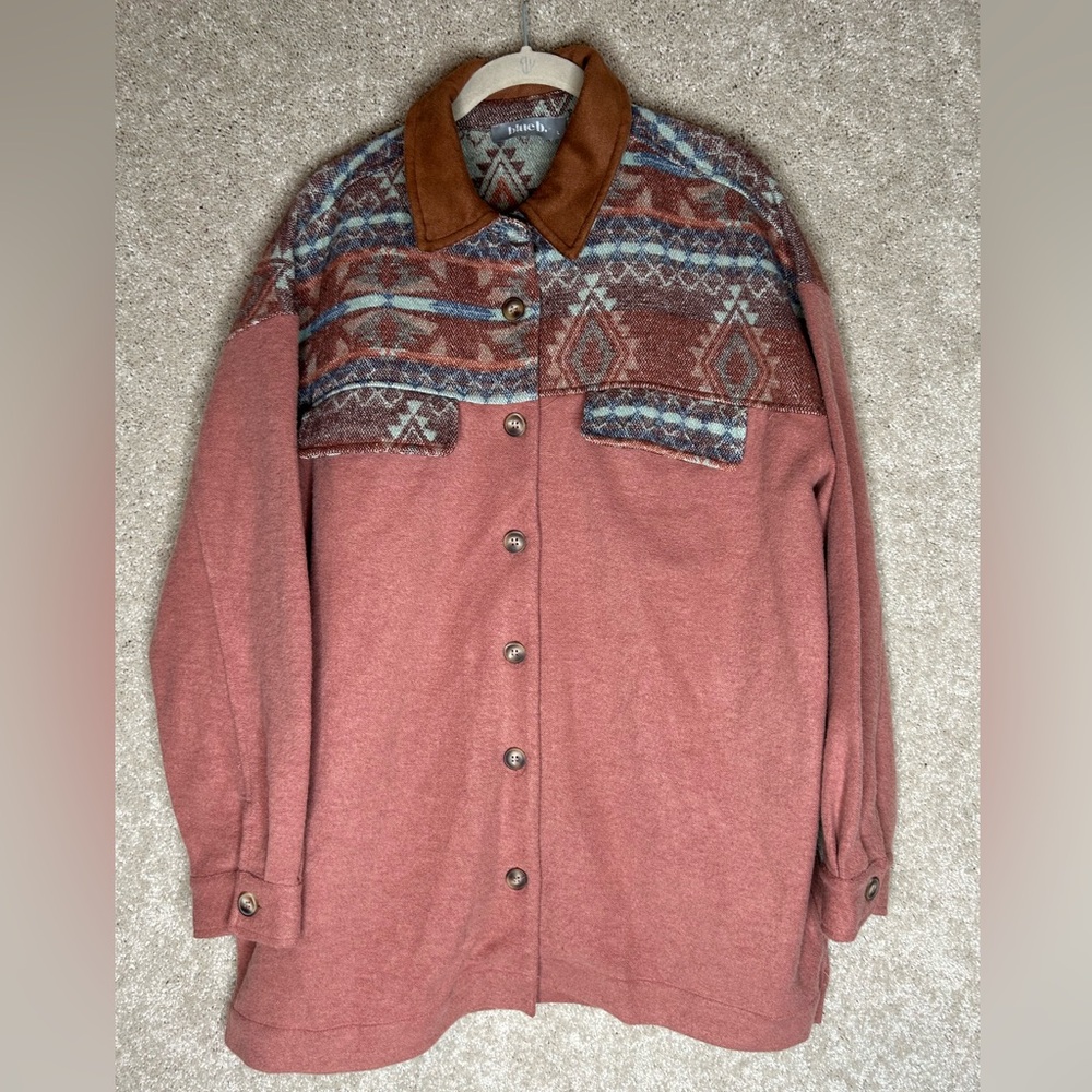 Blue b. Aztec print shacket shirt jacket large button down